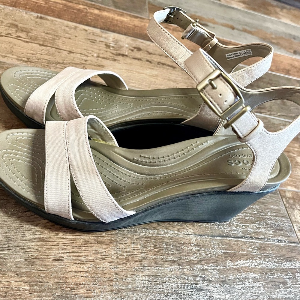Women's Crocs Beige Wedge Sandals